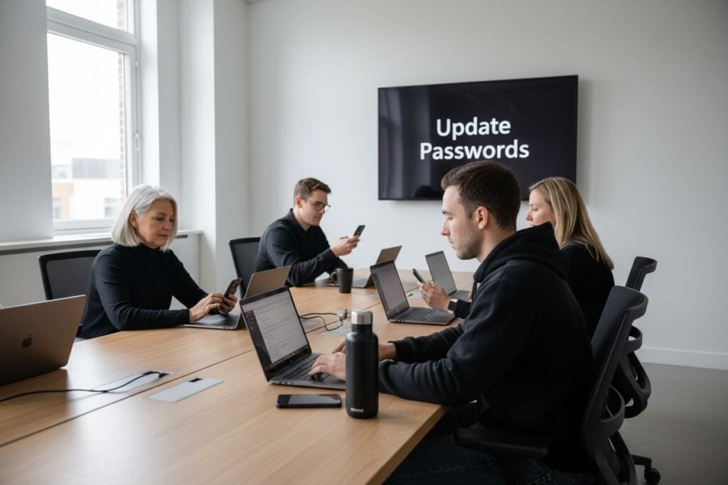 update passwords, office, teamwork